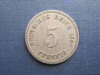 Монета 5 пфеннигов Германия империя 1897 А