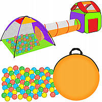 Детская Палатка-домик с тоннелем + 200 шариков с чехлом Kruzzel (2881)
