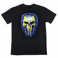 Мужская черная футболка с принтом Каратель Punisher Патриотическая футболка black с печатью 100% Хлопок
