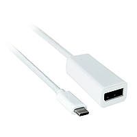 Перехідник моніторний Lucom USB Type-C-DisplayPort M F (DP-alt-Mode) 0.1m v1.2 4K60Hz білий ( PR, код: 7454108