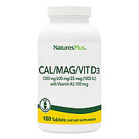 Витамины и минералы Natures Plus Cal/Mag/Vit D3 with Vitamin K2, 180 таблеток DS