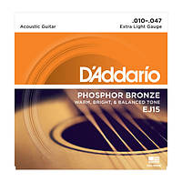 Струны для акустической гитары DAddario EJ15 Phosphor Bronze Extra Light (10-47)