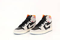 Мужские кроссовки Nike Air Jordan 1 Retro High, кожа, серый, черный, розовый, Вьетнам 42