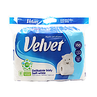 Туалетная бумага Velvet Soft White трехслойная 150 отрывов 12 рулонов LW, код: 7723534