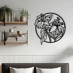 Дерев'яний декор для дому, декоративне панно на стіну "Витончені Квіти", картина лофт 20x20 см
