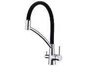 Змішувач для кухні з підключенням до фільтра Fabiano FKM 31.10 Chrome Black