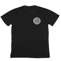 Мужская черная футболка с принтом и надписью Трикотажная однотонная футболка black с рисунком 100% хлопок
