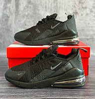 Кроссовки Мужские Nike Air Max 270 Total Black Сетка Черные, Мужские Спортивные Кроссовки Найк Текстиль Черные