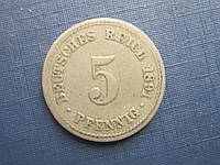 Монета 5 пфеннигов Германия империя 1891 А