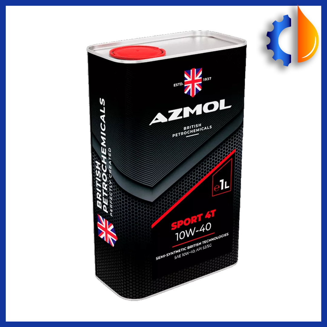 Моторна олива напівсинтетична Azmol Sport 4T 10W-40 1 л, малозольна 4-тактна олива для мотоцикла
