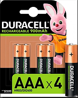 Аккумулятор, комплект аккумуляторных батареек Акб "Duracell" AAA/HR3 (1.2V, Ni-Mh, 900mAh, блістер, 4шт)