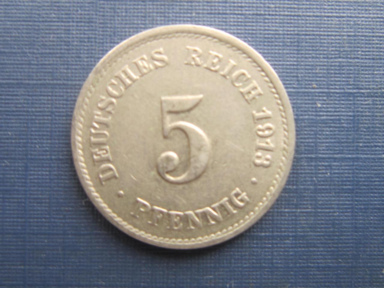 Монета 5 пфеннигов Германия империя 1913 F - фото 1 - id-p880537198