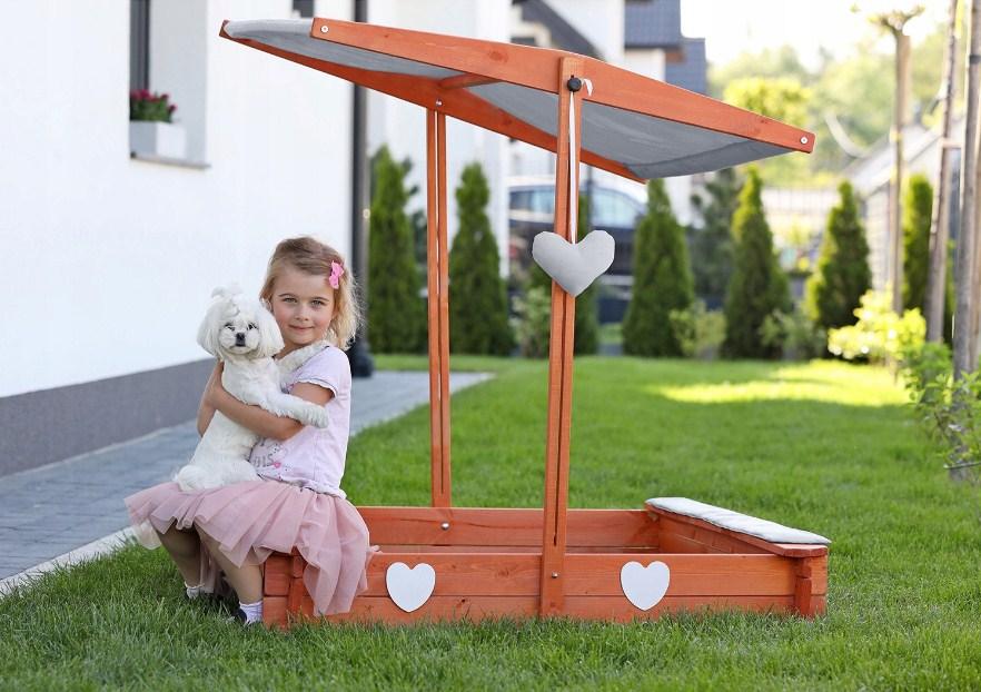 Закрита дерев'яна Пісочниця з накриттям та лавками IsoTrade 24215, фото 1