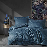 Комплект постільної білизни Cotton box Сатин Elegant Stripe Mavi Євро 200x220 см (1825-009) (75011.005)