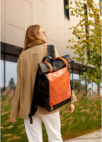 Жіночий рюкзак Sambag RollTop Hacking чорно-оранжевий - MegaLavka