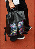 Жіночий рюкзак Sambag RollTop One чорний з принтом "ABSTRACT" - MegaLavka, фото 4