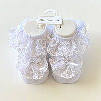 Мереживні носочки для новонароджених дівчаток Minix Білі 0-6 місяців