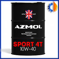 Моторна олива напівсинтетична Azmol Sport 4T 10W-40 208 л, малозольна 4-тактна олива для мотоцикла