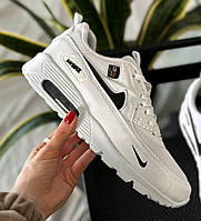 Кросівки Чоловічі Nike Air Max 90 White Текстиль Шкіряні Літо Білі, Кросівки Найк Аїр Макс Весна Еко Шкіра Білі