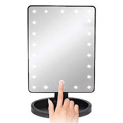 Настільне дзеркало для макіяжу MIRROR, з підсвічуванням, Чорне / Сенсорне косметичне дзеркало / LED дзеркало