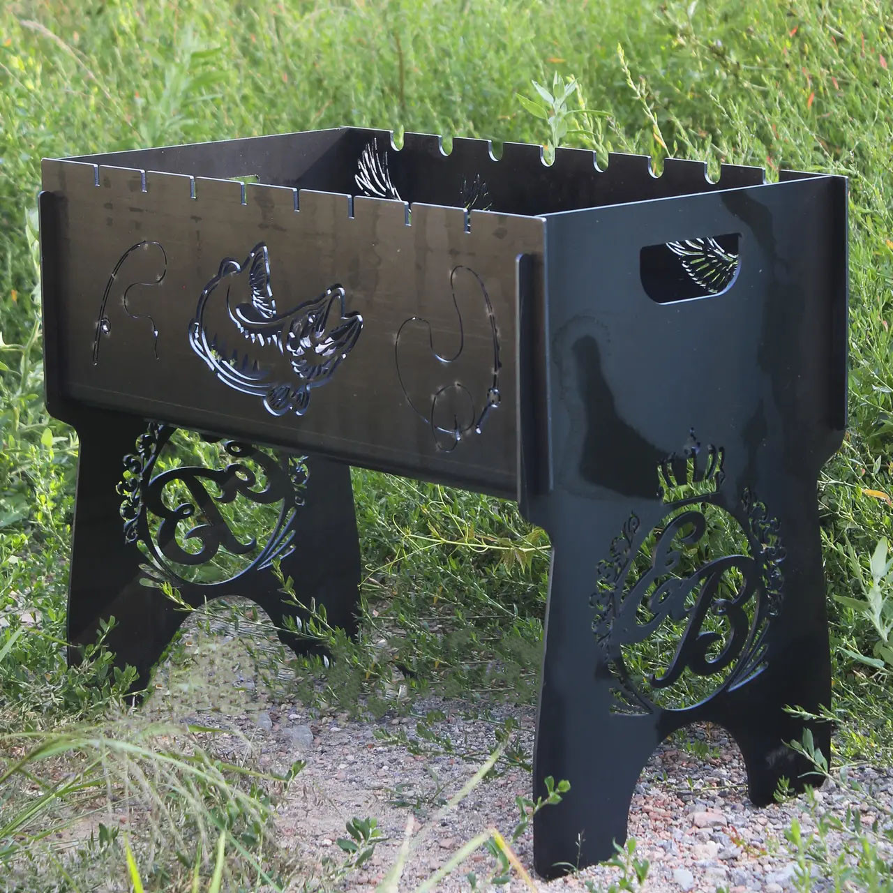 Мангал розбірний на 8 шт з індивідуальним гравіюванням - у подарунок. Мангал для подарунка, фото 1