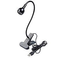 Лампа UV для сушки гель лака с USB-разъемом гибкая с прищепкой 3W, black