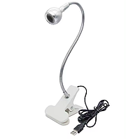 Лампа UV для сушки гель лака с USB-разъемом гибкая с прищепкой 3W, silver
