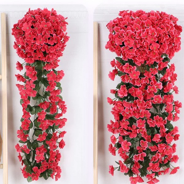 Штучні квіти для декору петунії виготовлені з бавовни стійкі до зносу та перепадів температур червоні