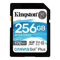 Карта памяти SDXC 256GB UHS-I U3 Class 10 Kingston Canvas Go Plus R170 W90MB s (SDG3 256GB) GM, код: 6713982