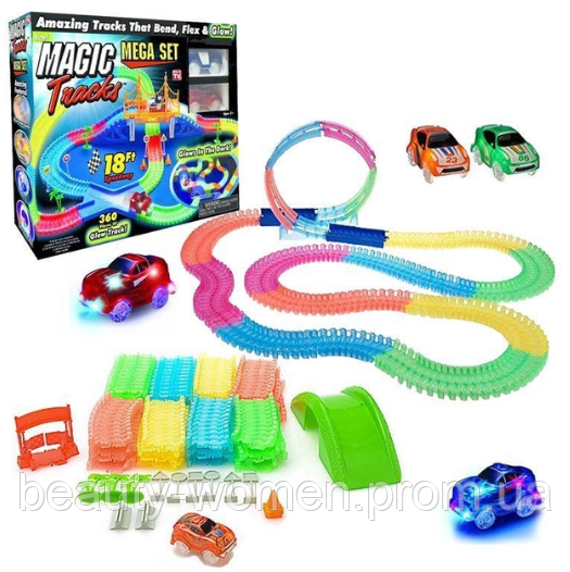 Гоночна траса Magic Tracks та дві машинки, 360 деталей (дорога для машинок, автотрек, іграшки для дітей) SH