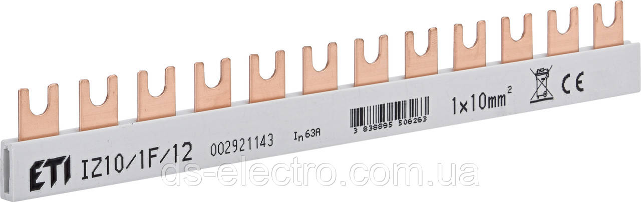 Шина живлення IZ 10/1F/12 (10мм2, 1P, 0.21м, Fork, 12mod.)