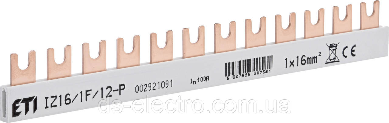 Шина живлення IZ 16/1F/12 (16мм2, 1P, 0.21м, Fork, 12mod.)