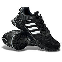 Мужские кроссовки Adidas Marathon текстильные (сетка) черные весенние/летние