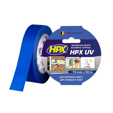 Малярна стрічка з УФ-фільтром HPX UV синя 19мм х 50м, фото 1