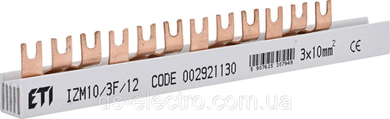 Шина живлення IZM 10/3F/12 (10мм2, 3P, 0.21м, Fork, 12mod., 4xMS/MPE)