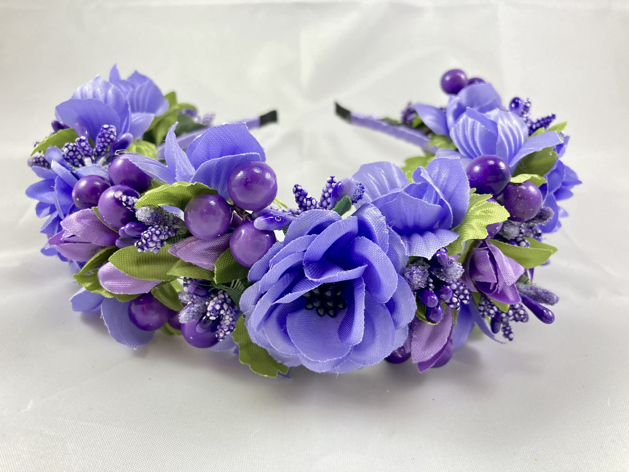 Віночок на голову з квітів фіолетовий, фото 1