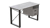 Письменный стол с ящиками Ferrum-decor Оскар 750x1200x600 металл Черный ДСП Бетон 16 мм (OSK0007) GM