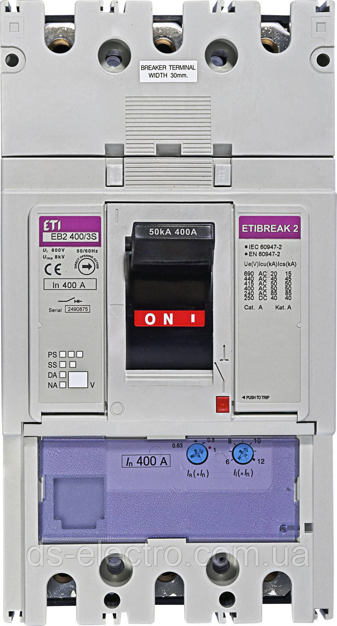 Автоматичний вимикач EB2 400/3S 400A (50kA, (0.63-1)In/(6-12)In) 3P