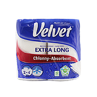 Бумажные полотенца Velvet Extra Long двухслойные 2 рулона DH, код: 7723523