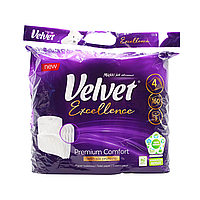 Туалетная бумага Velvet Excellence Silk Proteins четырехслойная 160 отрывов 9 рулонов DH, код: 7723533