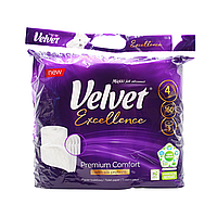 Туалетная бумага Velvet Excellence Silk Proteins четырехслойная 160 отрывов 9 рулонов PZ, код: 7723533