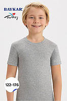 Футболка 2шт для мальчика 100% хлопок Baykar Турция детская однотонная футболочка арт 2222-20 Серый