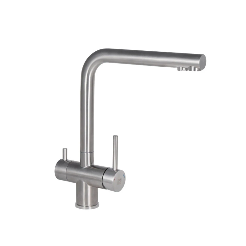 Змішувач для кухні (k35) Nickel Lidz Aria 020F1 з під'єднанням для питної води нержавійка, фото 1