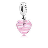 Серебряный шарм Pandora Розовое стеклянное сердце 797069 GM