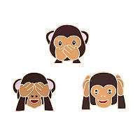 Комплект значков BROCHE Три обезьяны коричневый BRGV112883 GM