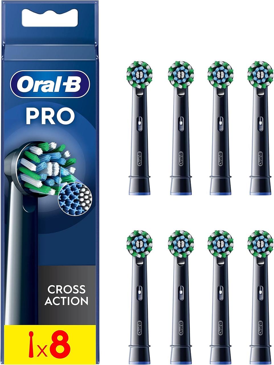Насадки Oral-B Braun Pro Cross Action EB50 BRX  (8 шт.) чорні для електричної зубної щітки