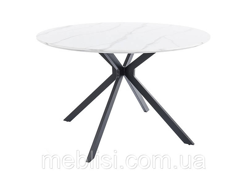 Стіл круглий 120 ASTER 120/76 білий/ніжки чорні (Signal)