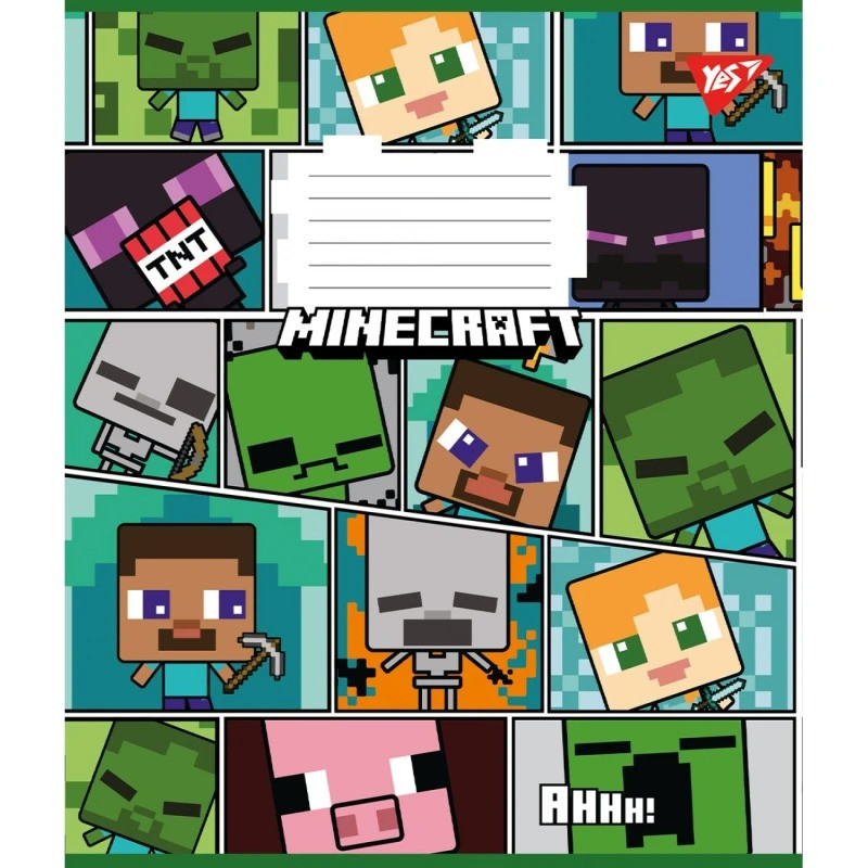 Зошит шкільний в косу лінію 12 аркушів Yes, Minecraft (Майнкрафт) (5 видів)