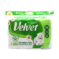 Туалетная бумага Velvet Camomile трехслойная 150 отрывов 12 рулонов UP, код: 7723530