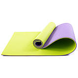 Килимок для йоги, фітнесу, спорту (йога мат, каремат) + гантелі для фітнесу 2шт по 3кг OSPORT Set 78 (n-0108) Салатовий, фото 2